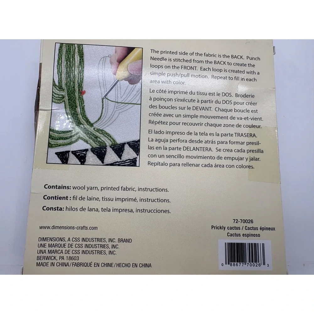 Loops & Threads Punch Needle Embroidery Kit Set of 2 Cactus & Poppies 8in
